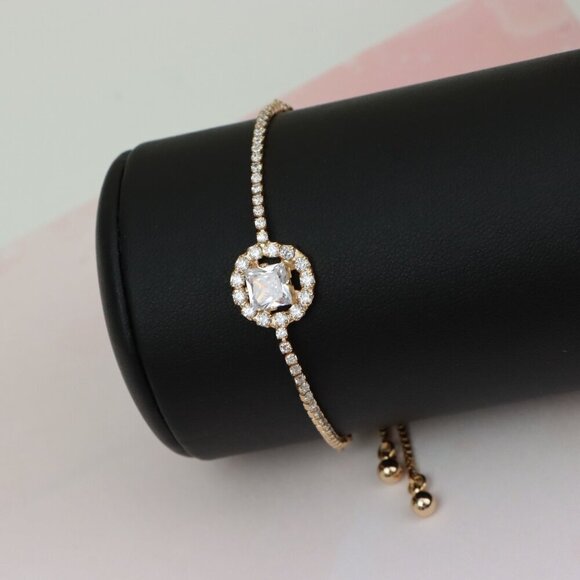 Chic Rose Gold Plated Adjustable A-Bracelet with Sparkling Design, XPAB0608 - Picture 11 of 11